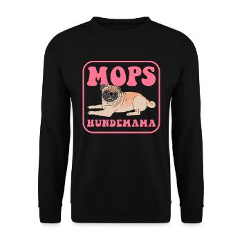 Mops Hundemama | Hunde Hundebesitzer Geschenk - Unisex Pullover - Schwarz - Vorne - Alina (178cm) & Michal (187cm)