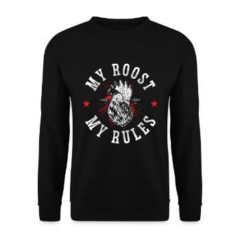 Coq Mon perchoir Mes règles Élevage de poulet Amoureux du coq - Sweat-shirt Unisexe - noir - Devant - Alina (178cm) & Michal (187cm)