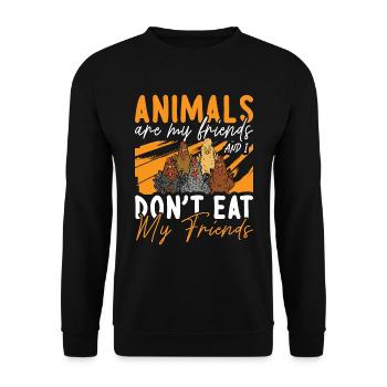 Animal Welfare Animals Are My Friends Adopt Foster - Unisex Pullover - Schwarz - Vorne - Alina (178cm) & Michal (187cm)