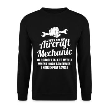 Flugzeug Mechaniker Schlüssel - Unisex Pullover - Schwarz - Vorne - Alina (178cm) & Michal (187cm)
