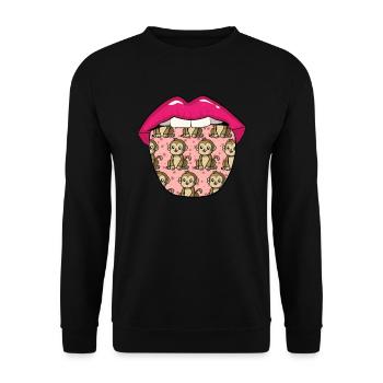 Monkey lips - Unisex Sweatshirt - black - Front - Alina (178cm) & Michal (187cm)