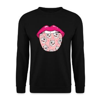 Lama Llama Langue - Sweat-shirt Unisexe - noir - Devant - Alina (178cm) & Michal (187cm)