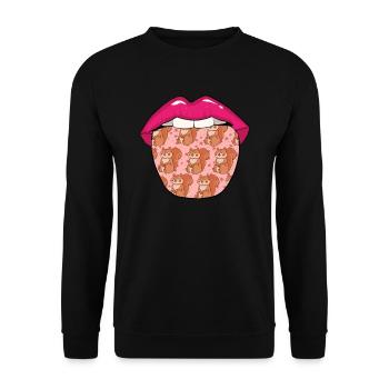 Eichhörnchen Zunge - Unisex Pullover - Schwarz - Vorne - Alina (178cm) & Michal (187cm)