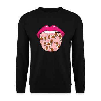Langue de chien Bassett - Sweat-shirt Unisexe - noir - Devant - Alina (178cm) & Michal (187cm)