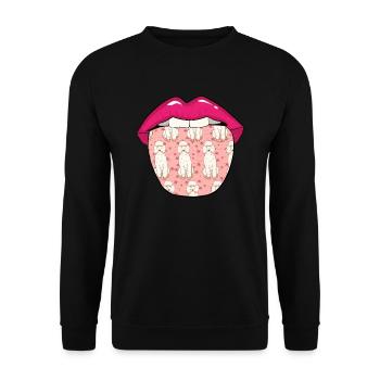 Lèvres de caniche - Sweat-shirt Unisexe - noir - Devant - Alina (178cm) & Michal (187cm)