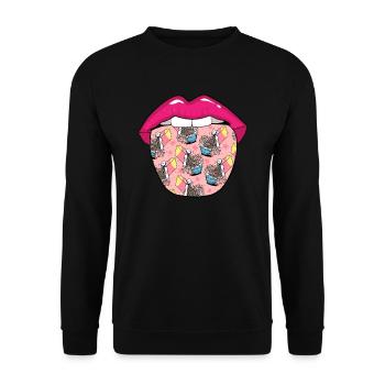 Breakfast Muesli Cereal Tongue - Unisex Sweatshirt - black - Front - Alina (178cm) & Michal (187cm)