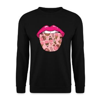 Eiscreme Zunge - Unisex Pullover - Schwarz - Vorne - Alina (178cm) & Michal (187cm)