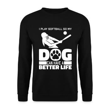 Softball Hund - Unisex Pullover - Schwarz - Vorne - Alina (178cm) & Michal (187cm)