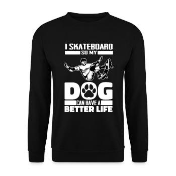 Skateboard Skater Hund - Unisex Pullover - Schwarz - Vorne - Alina (178cm) & Michal (187cm)