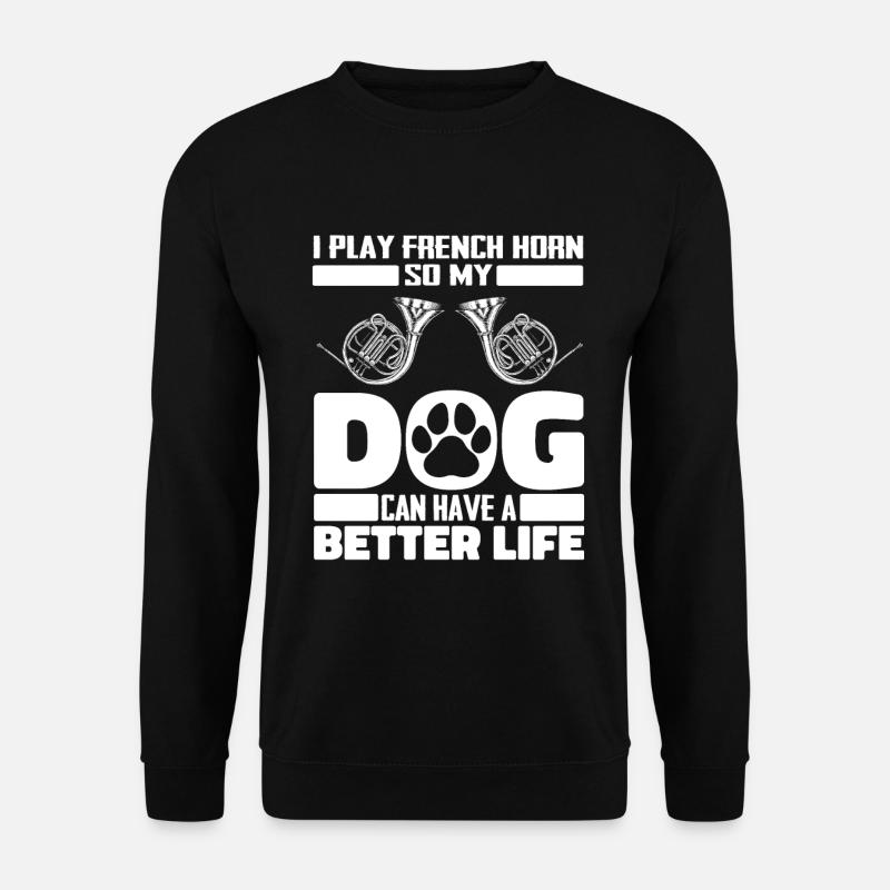 Hornist French Horn Hund - Unisex Pullover - Schwarz
