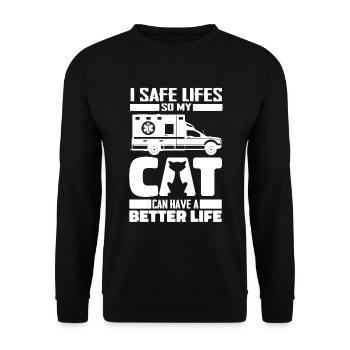 Ambulance Service Paramedic Paramedic Cat - Unisex Sweatshirt - black - Front - Alina (178cm) & Michal (187cm)