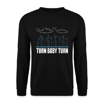 Wind Turbine Tech Turn Baby Turn Renewable Energy - Unisex Pullover - Schwarz - Vorne - Alina (178cm) & Michal (187cm)