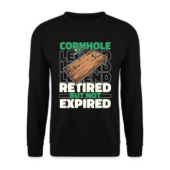 Cornhole Sackloch Spiel Im Ruhestand - Unisex Pullover - Schwarz - Vorne - Alina (178cm) & Michal (187cm)