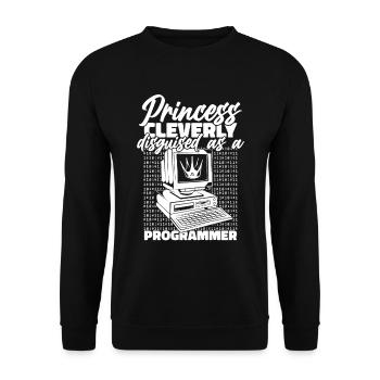 Entwickler Coder Programmierer Prinzessin - Unisex Pullover - Schwarz - Vorne - Alina (178cm) & Michal (187cm)