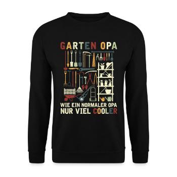 Gartenarbeit Opa Garten Lustiger Gärtner Opa - Unisex Pullover - Schwarz - Vorne - Alina (178cm) & Michal (187cm)