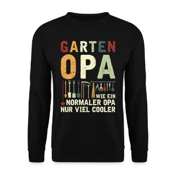 Garten Opa Lustiger Gärtner Opa - Unisex Pullover - Schwarz - Vorne - Alina (178cm) & Michal (187cm)