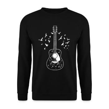Guitariste acoustique Oiseaux Professeur de musique Musicien - Sweat-shirt Unisexe - noir - Devant - Alina (178cm) & Michal (187cm)