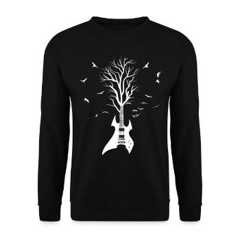 Elektrische Gitarre Baum Vögel Natur Musikant - Unisex Pullover - Schwarz - Vorne - Alina (178cm) & Michal (187cm)
