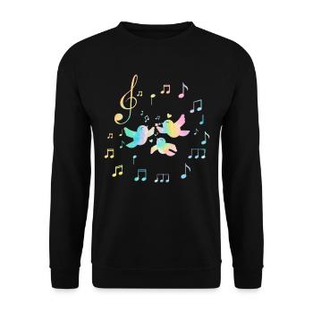 Oiseaux colorés Femmes Filles Notes de musique mignonnes - Sweat-shirt Unisexe - noir - Devant - Alina (178cm) & Michal (187cm)