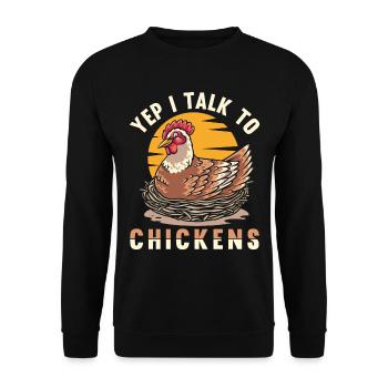 Funny Chicken Farmer Humor Chicken Whisperer - Unisex Sweatshirt - black - Front - Alina (178cm) & Michal (187cm)