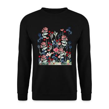 Wildflower Frauen Floral Bunte Blumen - Unisex Pullover - Schwarz - Vorne - Alina (178cm) & Michal (187cm)