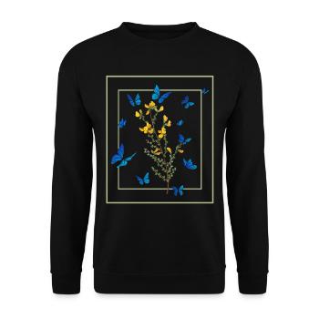 Wildflower Blue Butterfly Women Garden - Unisex Sweatshirt - black - Front - Alina (178cm) & Michal (187cm)