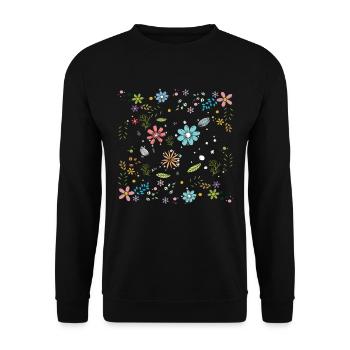 Cute Flowers Women Floral Colorful Wildflowers - Unisex Sweatshirt - black - Front - Alina (178cm) & Michal (187cm)