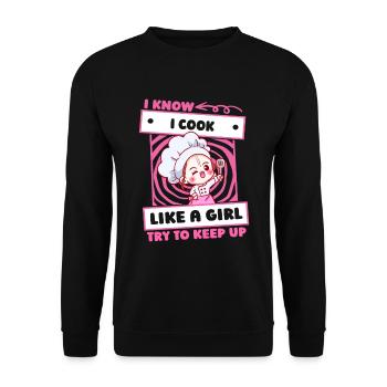 Chef cuisinier mignon - Sweat-shirt Unisexe - noir - Devant - Alina (178cm) & Michal (187cm)