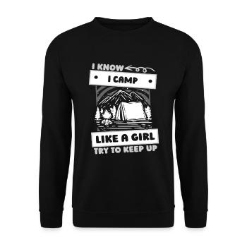 Tent Camping Camping Fun - Unisex Sweatshirt - black - Front - Alina (178cm) & Michal (187cm)