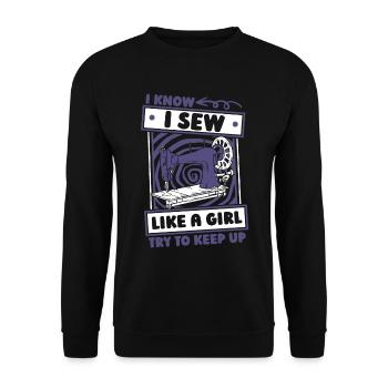 Machine à coudre Drôle de machine à coudre - Sweat-shirt Unisexe - noir - Devant - Alina (178cm) & Michal (187cm)