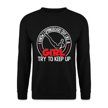 Turmspringen Turmspringer Mädchen - Unisex Pullover - Schwarz - Vorne - Alina (178cm) & Michal (187cm)