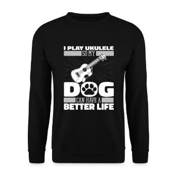 Chien ukulélé - Sweat-shirt Unisexe - noir - Devant - Alina (178cm) & Michal (187cm)