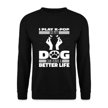 K Pop Kpop Korean Pop Hund - Unisex Pullover - Schwarz - Vorne - Alina (178cm) & Michal (187cm)