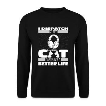 Emergency call control center cats - Unisex Sweatshirt - black - Front - Alina (178cm) & Michal (187cm)