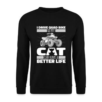 Quad Bike Katze - Unisex Pullover - Schwarz - Vorne - Alina (178cm) & Michal (187cm)