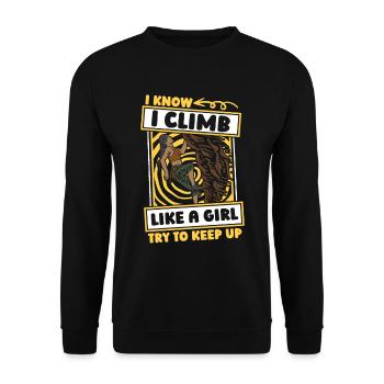 Klettern Kletterer Mädchen - Unisex Pullover - Schwarz - Vorne - Alina (178cm) & Michal (187cm)
