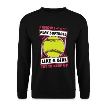 Softball Witzig - Unisex Pullover - Schwarz - Vorne - Alina (178cm) & Michal (187cm)