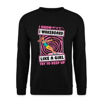 Wakeboard Wakeboarder Witzig - Unisex Pullover - Schwarz - Vorne - Alina (178cm) & Michal (187cm)