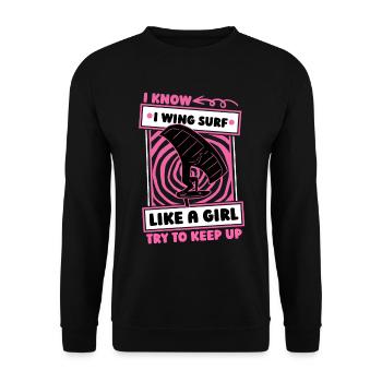 Wing Surf Wing Foil Mädchen - Unisex Pullover - Schwarz - Vorne - Alina (178cm) & Michal (187cm)
