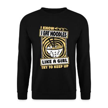 Noodles Humor - Unisex Sweatshirt - black - Front - Alina (178cm) & Michal (187cm)