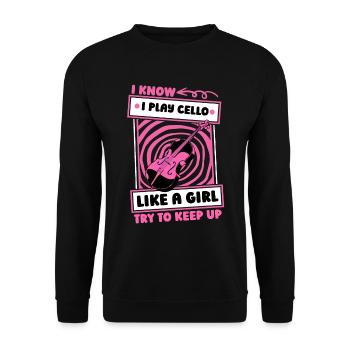 Cello Cellist Girl - Unisex Sweatshirt - black - Front - Alina (178cm) & Michal (187cm)