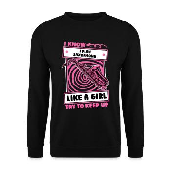 Saxophone Saxophone Girl - Unisex Sweatshirt - black - Front - Alina (178cm) & Michal (187cm)