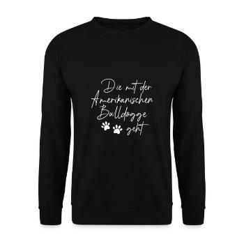 Amerikanische Bulldogge - Unisex Pullover - Schwarz - Vorne - Alina (178cm) & Michal (187cm)