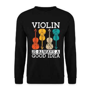 Violin Is Always A Retro Classical Music Violinist - Unisex Sweatshirt - black - Front - Alina (178cm) & Michal (187cm)