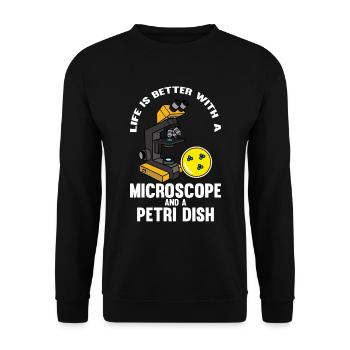 Biologie Biologe Mikroskop - Unisex Pullover - Schwarz - Vorne - Alina (178cm) & Michal (187cm)