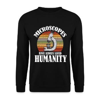 Biologie Biologe Mikroskop - Unisex Pullover - Schwarz - Vorne - Alina (178cm) & Michal (187cm)