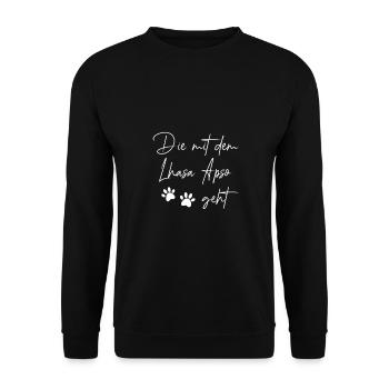 Lhasa Apso - Unisex Pullover - Schwarz - Vorne - Alina (178cm) & Michal (187cm)