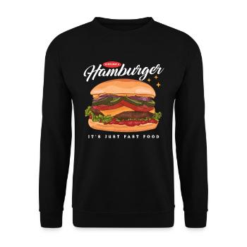 Hamburger Fast Food Fastfood Burger Geschenk - Unisex Pullover - Schwarz - Vorne - Alina (178cm) & Michal (187cm)