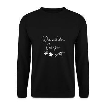 Cavapoo - Unisex Pullover - Schwarz - Vorne - Alina (178cm) & Michal (187cm)