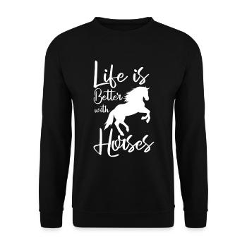 Horse Equestrian Sport Endurance Riding - Unisex Sweatshirt - black - Front - Alina (178cm) & Michal (187cm)